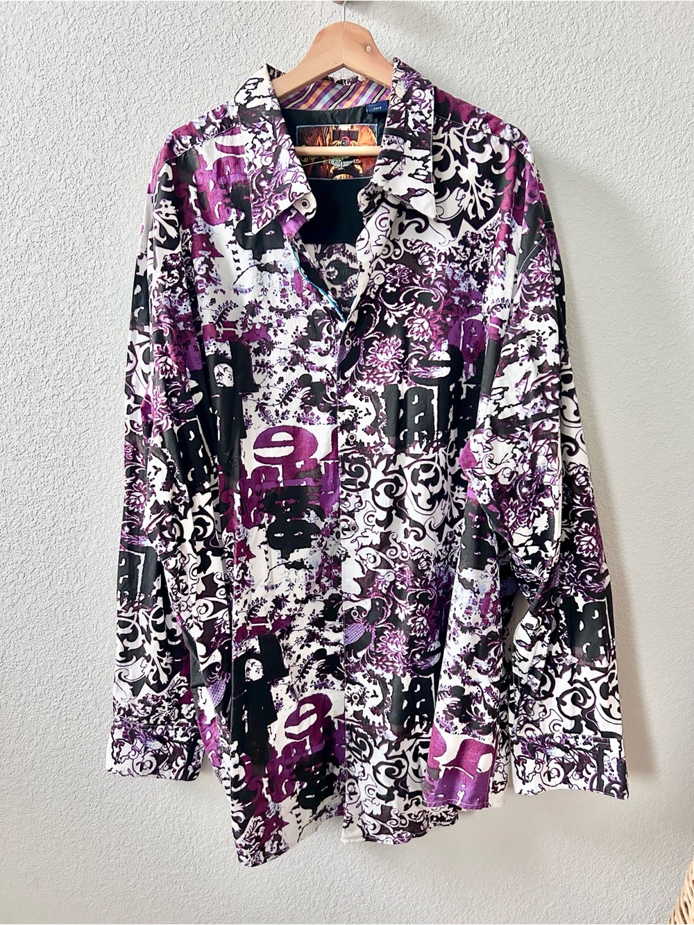 Robert Graham Button Down Shirt Jimmy Hendrix Purple Haze Abstract Size 4XLT